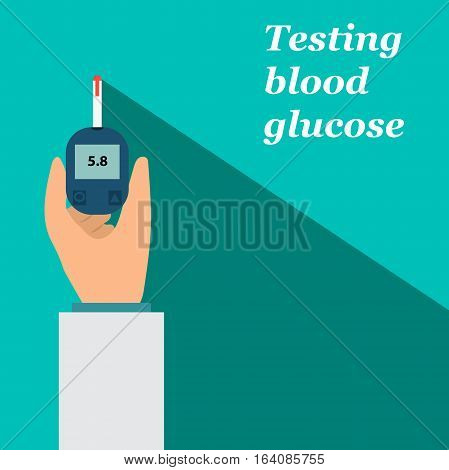 Very high quality original trendy vector flat illustration Blood test or glaucometer, glucose meter