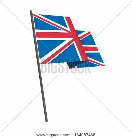 British flag national flag on isolated white background. Waving United Kingdom Flag in flat style.