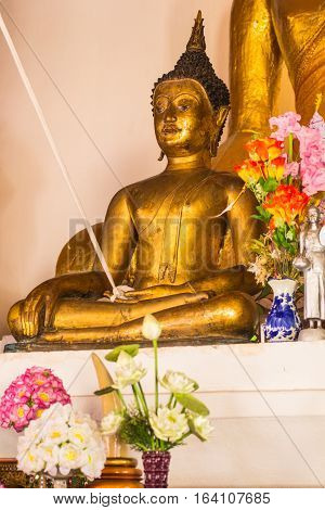 Old buddha statue in wat nam hu ,Pai Mae hong son Thailand