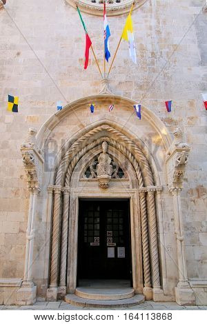 Cathedral Of Saint Mark Doorway In Korcula Old Town, Croatia