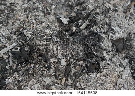 Burn ashes texture  outdoor on gray and black  background