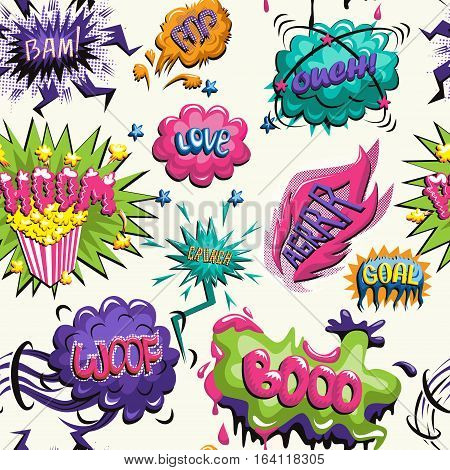 Vector seamless pattern of comic icon, comic book wallpaper