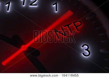 ntp in the form of the neon clock 3d illustration