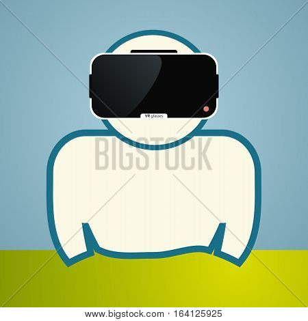 man in virtual glasses. Communication technology. Vector illustration.