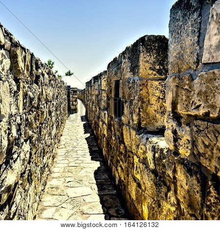 Part of the wall surrounding the Old City in Jerusalem Israel. An important Jewish religious site