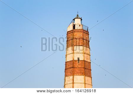 The lighthouse at Cape Shabla on the Black Sea Coast in Bulgaria the oldest and highest in Bulgaria built during the Crimea War and a popular historic landmark architecture travel and tourism concept