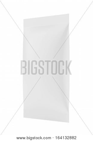 White Blank Foil Food Doy Pack Stand Up Pouch Bag Packaging. Isolated On Background. Mockup Template Ready For Your Design. 3d rendering.
