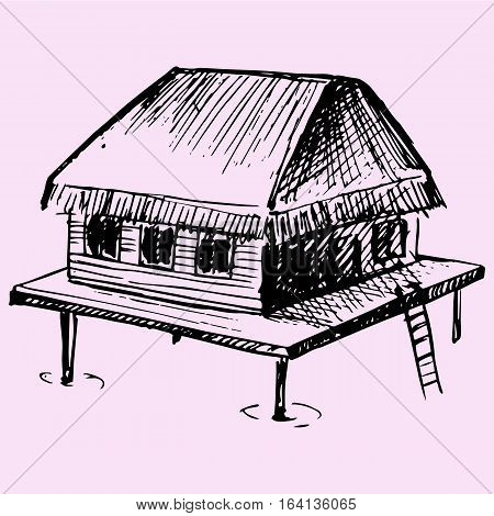 bungalow doodle style sketch illustration hand drawn vector