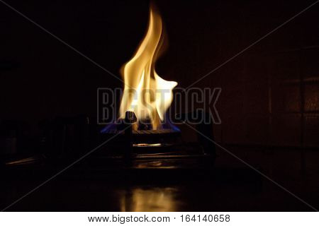 Fire against black background. hot Flame closeup