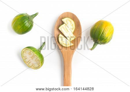 African Eggplant. Brazilian Jilo isolated on white background