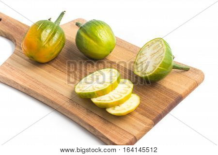 African Eggplant. Brazilian Jilo isolated on white background