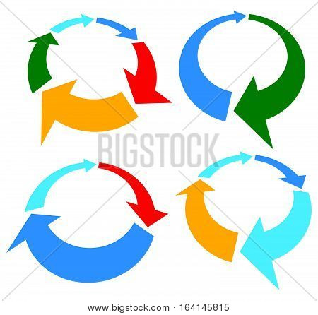 Set Of 4 Version Circular Arrow, Circle Arrow Elements