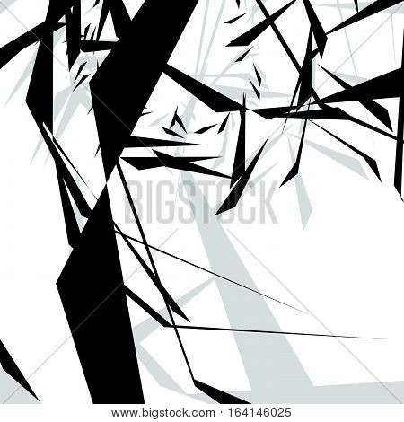 Geometric Edgy Rough Pattern. Abstract Black And White Art.