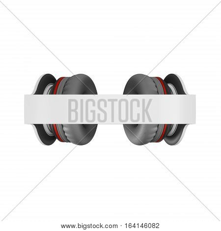 White with gray wireless headphones isolated on white background 3d illustration render bottom view.
