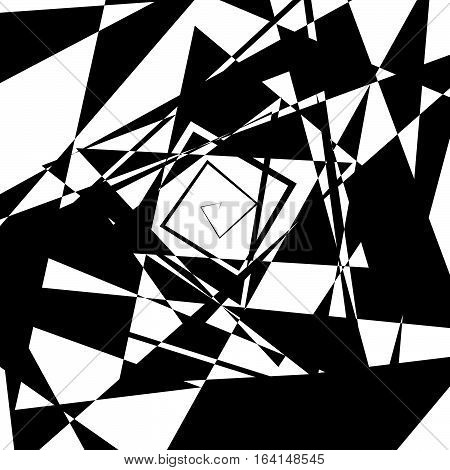 Geometric Edgy Rough Pattern. Abstract Black And White Art.