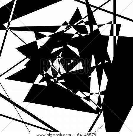 Geometric Edgy Rough Pattern. Abstract Black And White Art.
