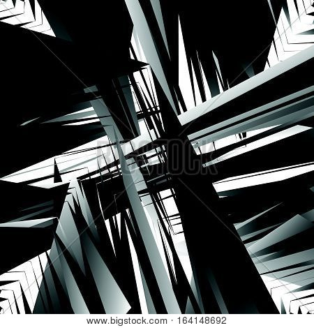 Geometric Edgy Rough Pattern. Abstract Black And White Art.
