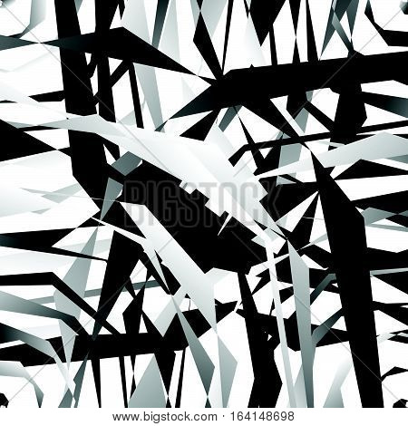 Geometric Edgy Rough Pattern. Abstract Black And White Art.