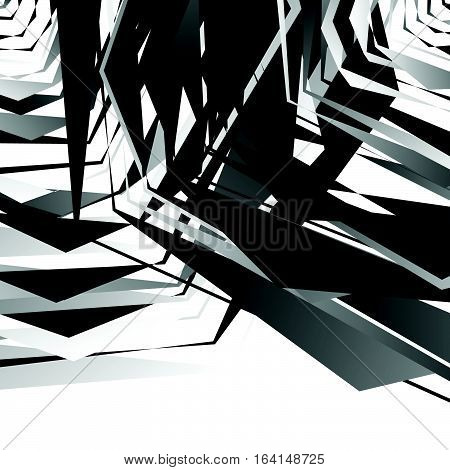 Geometric Edgy Rough Pattern. Abstract Black And White Art.
