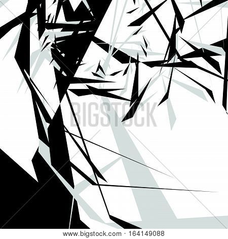 Geometric Edgy Rough Pattern. Abstract Black And White Art.