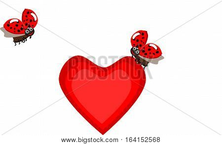 Heart valentines day card ladybugs vector illustration