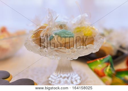Restaurant sweets arrangements for wedding reception or similar events