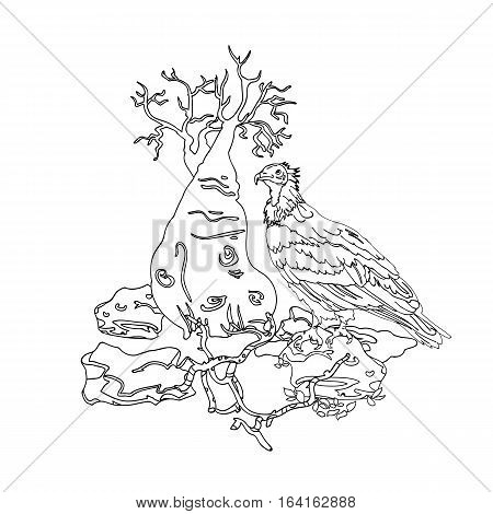 Printmaking for painting in color or tattoo vintage engraving for color, black and white coloring pages for adults