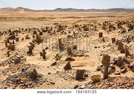 Berber Old Cemetery On The Edge Of Sahara Desert In Morocco.