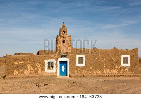 The Mosque On The Edge Of Sahara Desert In Morocco.