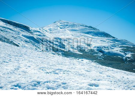 Winter in the mountains national park. Snowy and sunny