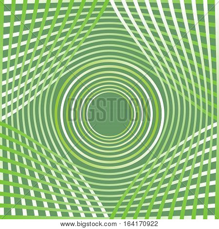 Green Abstract Decorative Background Tile With Curved Strips And Concentric Circles In Middle, White