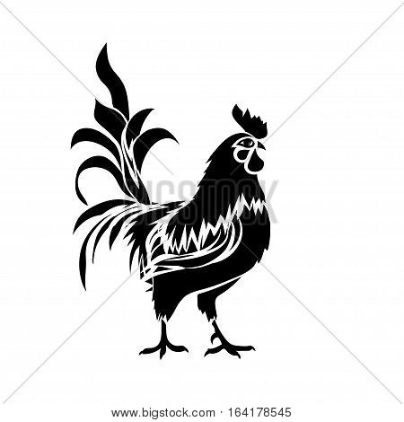 Black silhouette of an cock is on white background
