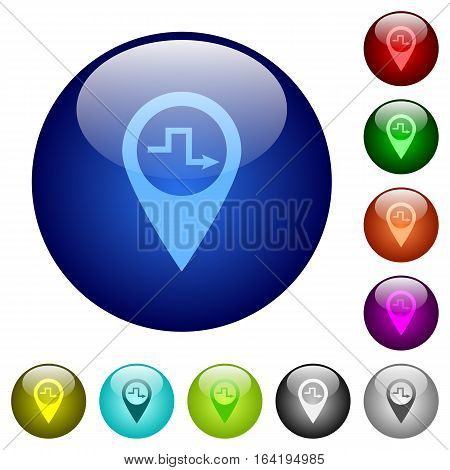Route planning icons on round color glass buttons