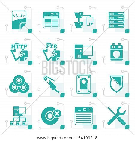 Stylized Server Side Computer icons - Vector Icon Set