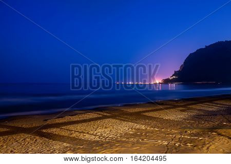 Night shot of beach in Terracina Lazio Italy.