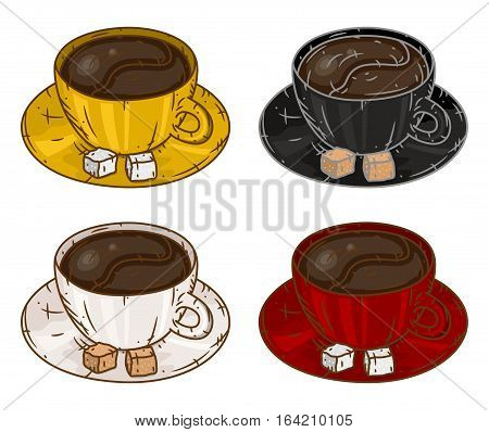 Set of cups with coffee. Vector illustration