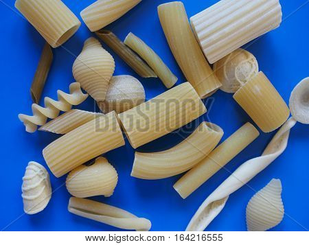 Traditional Italian Pasta, Blue Background