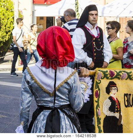 SELARGIUS, ITALY - September 9, 2012: Former marriage Selargino - Sardinia - Parade of folk group Sant'Agata di Santadi