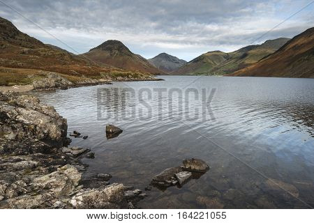 Beautiful Sunset Landscape Image Of Wast Water And Mountains In Lkae District In Autumn In England