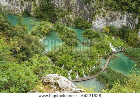 landscape of plitvicka lake national park unesco heritage site croatia.