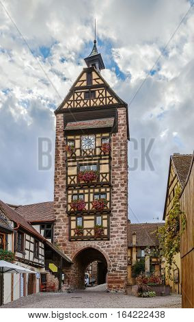 Historical Dolder Tower in Riquewihr Alsace France