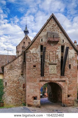 The upper gate and the Dolder tower in Riquewihr Alsace France