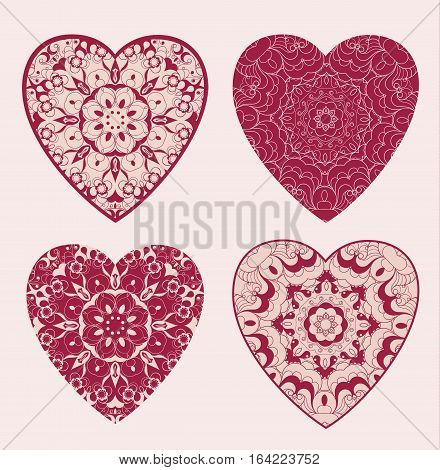 Set of lace hearts. Vector illustration EPS 10.