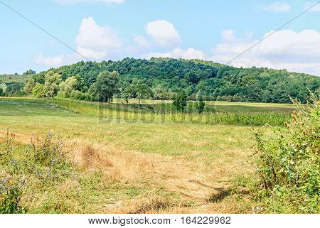 Countryside Of Region Horezu With Hills, Forests And Fileds, Summer Time