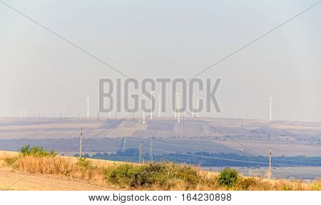 Eolian Field And Wind Turbines Farm, Countryside