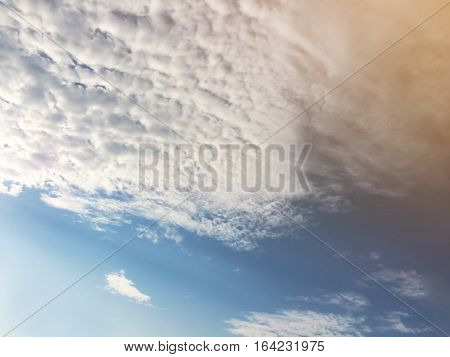 The beautiful sky with colorful fluffy clouds