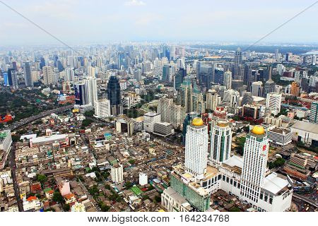 BANGKOK, THAILAND - JUNE 2, 2013: Panorama view over Bangkok in Bangkok, Thailand. Bangkok is the biggest city in Thailand with 702 million inhabitants