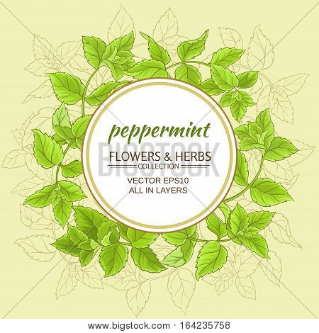 circle vector frame with green peppermint leaves