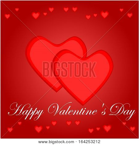 Happy Valentine's Day lettering Greeting Card on red background