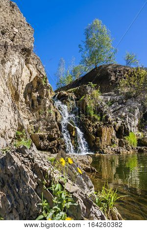 Belovsky waterfall is a natural attraction. The village of Belovo Iskitim district Novosibirsk oblast Russia